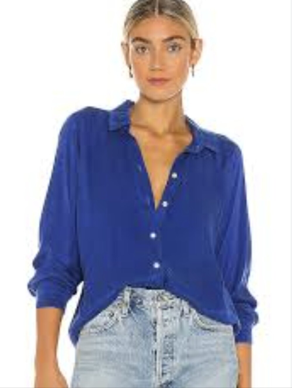 NWT Bella Dahl Vibrant Royal Blue Flowy Trapeze-style Button-up Shirt (Size S)